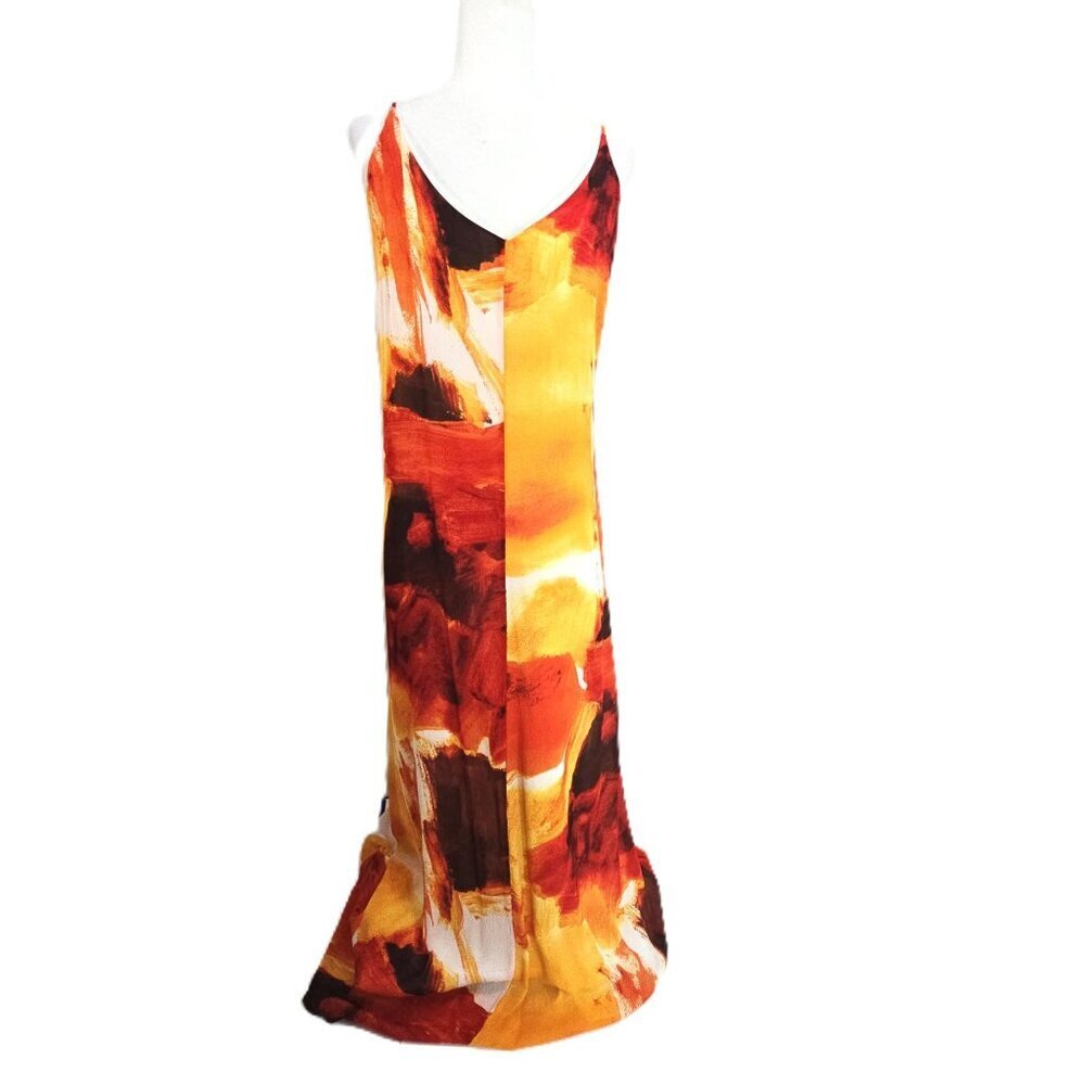 NWT Worthington Strappy Orange Sunset Abstract Maxi Dress Women Size XXL